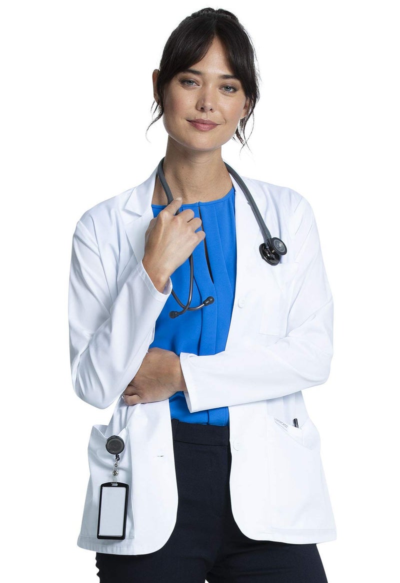 Cherokee Women's Lab Coat 28" Button Up Front Consultation Coat CK451, XL, White - Image 1